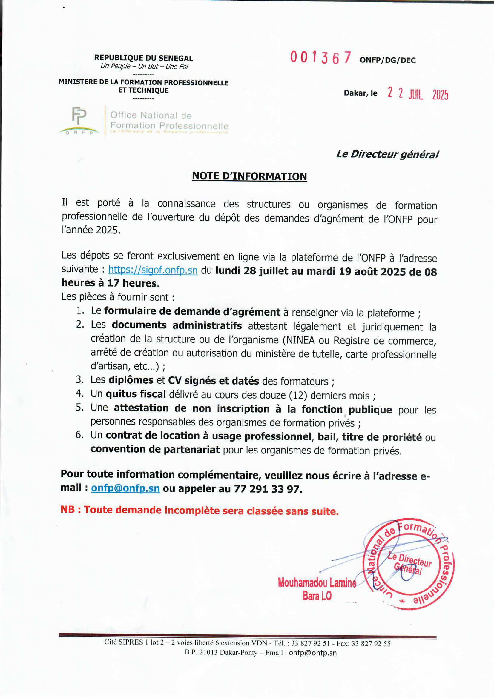 Agrément opérateur