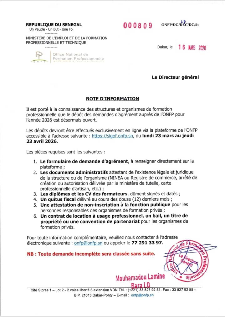 AGREMENT OPERATEURS