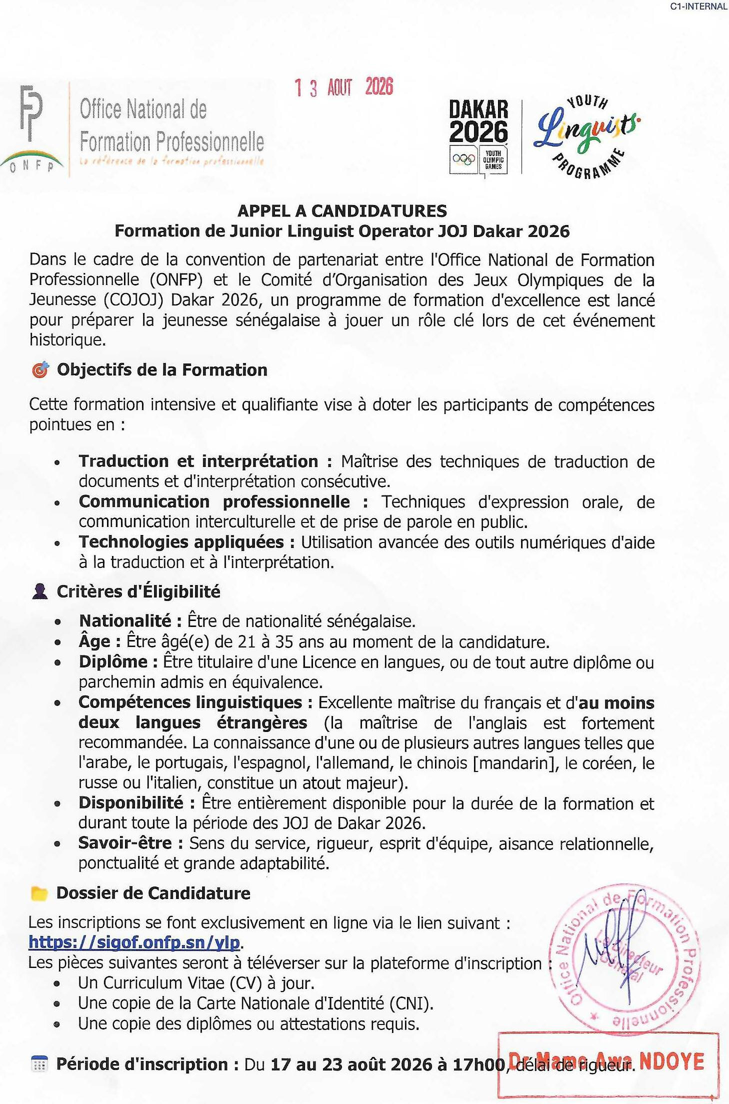 Appel à candidature